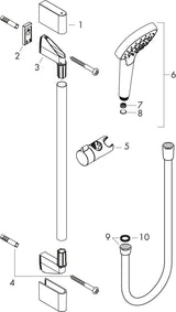 HANSGROHE Croma Select S Brauseset mit Unica Croma Stange, 1 Strahl, EcoSmart 9 l/min, weiß/chrom