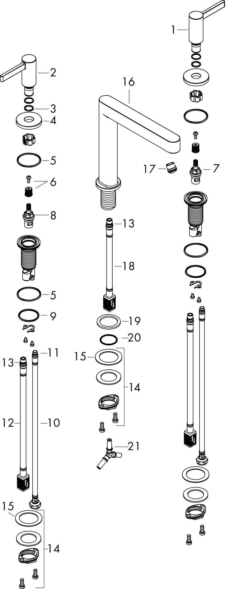 HANSGROHE Finoris 110 3-Loch-Waschtischarmatur mit Push-Open Ablaufgarnitur, Chrom