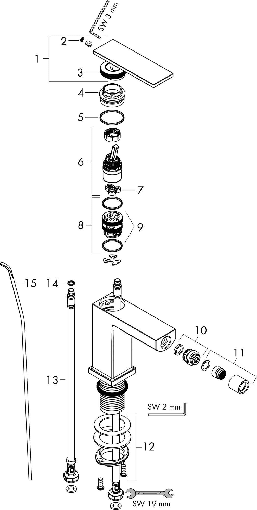 HANSGROHE Tecturis E Einhebel-Bidetmischer mit Zugstangen-Ablaufgarnitur in Chrom – 5 l/min, Laminarstrahl