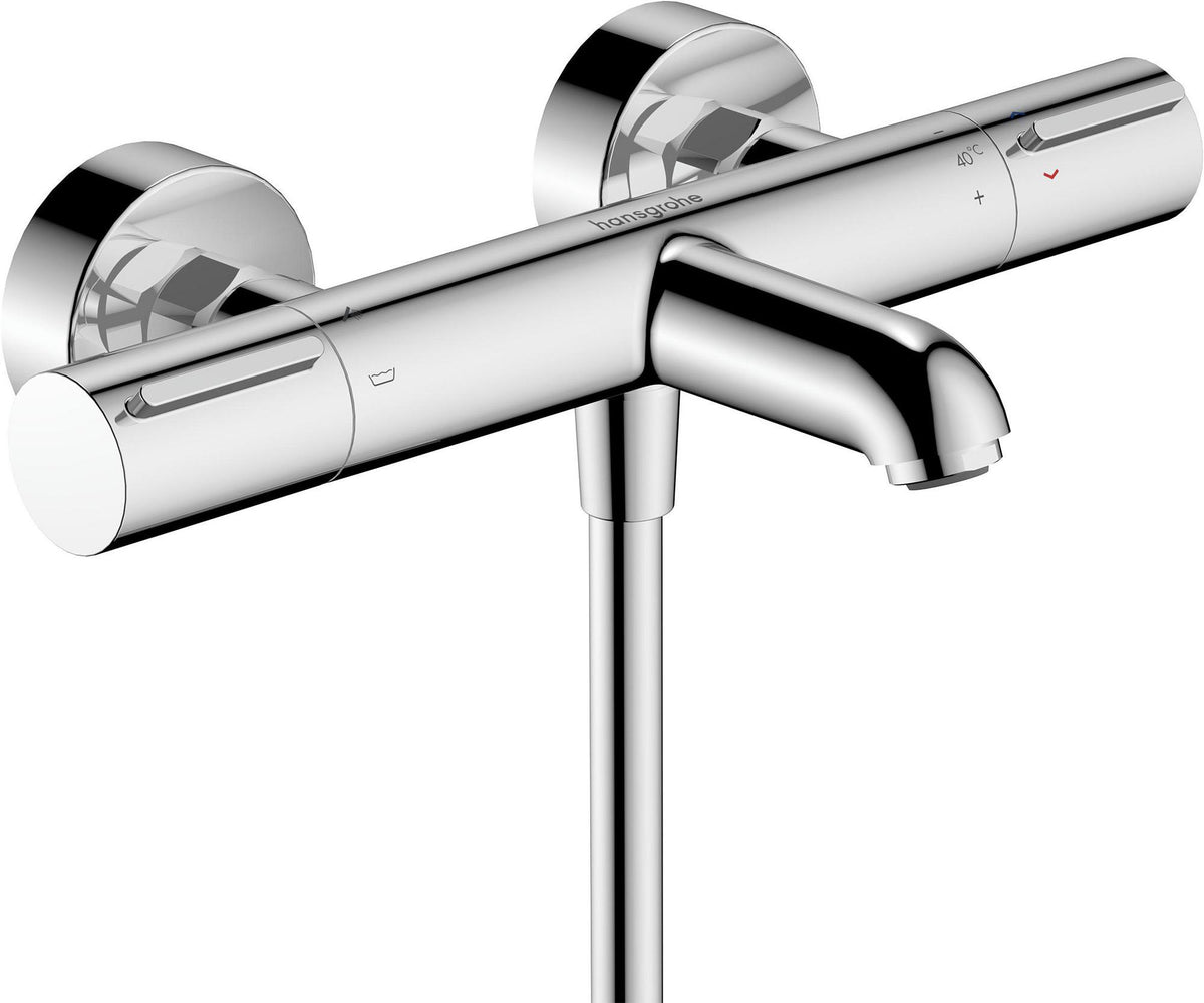 Hansgrohe Wannenmischer Ecostat Element Aufputz Chrom – Thermostat mit 2 Verbrauchern