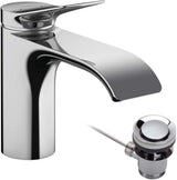 HANSGROHE Vivenis Einhebel-Waschtischmischer 80 mm mit Zugstangen-Ablaufgarnitur – WaterfallStream, chrom