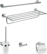 HANSGROHE Logis Universal Bad-Accessoire-Set 5-teilig in Chrom – Handtuchhalter, Papierrollenhalter, WC-Bürste & Haken