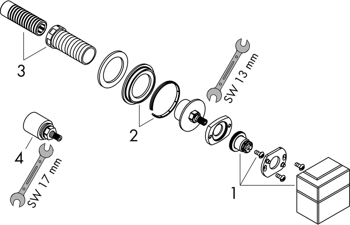 AXOR Edge Absperrventil Unterputz Fertigset Diamantschliff chrom – DN15/DN20, 1 Verbraucher, Gruppe II