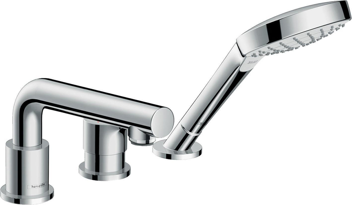 HANSGROHE Talis S 3-Loch Wannenrandarmatur chrom – Einhebelmischer mit Handbrause