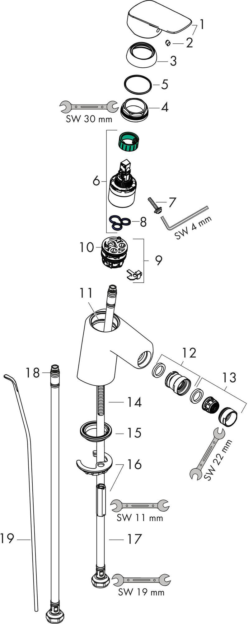 HANSGROHE Logis Einhebel-Bidetmischer DN 15 mit Zugstangen-Ablaufgarnitur, chrom