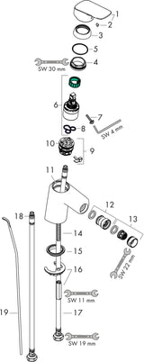 HANSGROHE Logis Einhebel-Bidetmischer DN 15 mit Zugstangen-Ablaufgarnitur, chrom