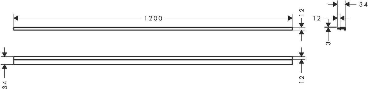 Hansgrohe RainTurn Wandprofil verstellbar – Edelstahl V2A, 1200 mm, links/rechts