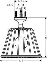 AXOR LampShower Nendo Kopfbrause mit Deckenanschluss und LED-Beleuchtung, Chrom, 275 mm
