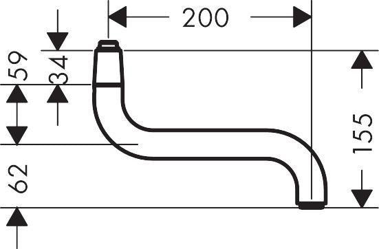 Hansgrohe Auslauf 200 mm für Küchen-Wandmontage, chrom – HG Spü-Mi Wd-Mon