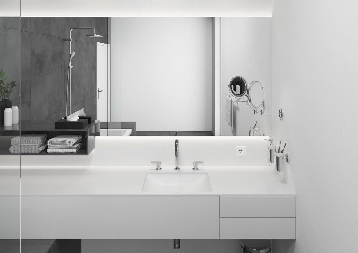 HANSGROHE VERNIS Shape 3-Loch-Waschtischarmatur mit Zugstangen-Ablaufgarnitur, Chrom