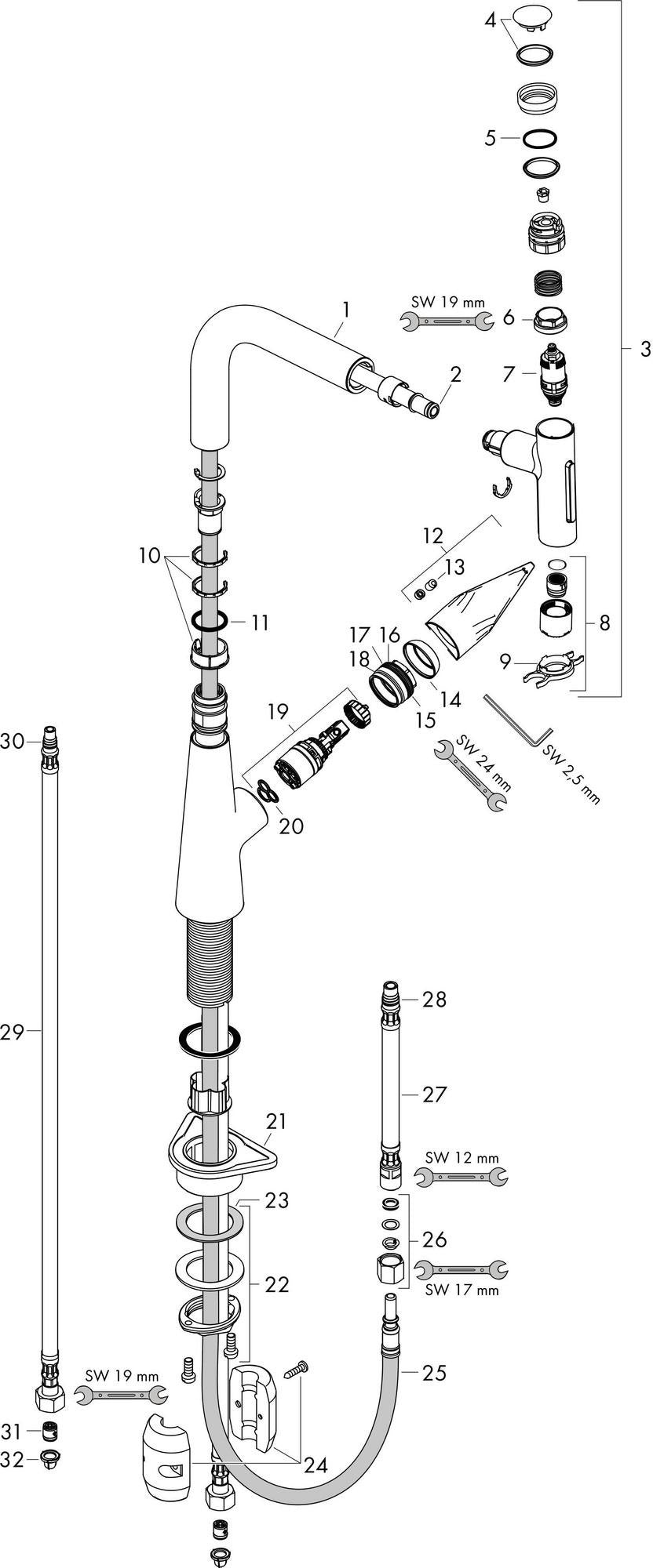 HANSGROHE HG Spültischmischer 220 Select 2jet Ausziehbrause M5110-H220 chrom