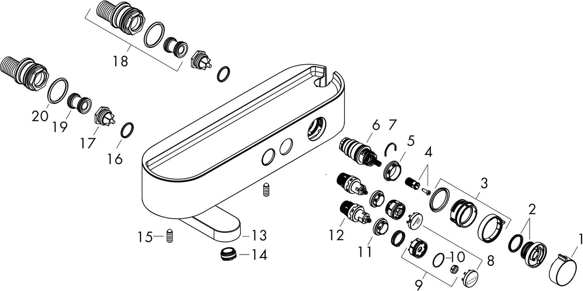 HANSGROHE ShowerTablet Select 400 Wannenthermostat Aufputz DN 15 Chrom mit schwenkbarem Wannenauslauf