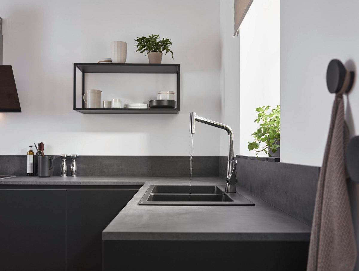 HANSGROHE Metris M71 Einhebel-Küchenmischer DN 15 mit Ausziehbrause, ComfortZone 320, Chrom