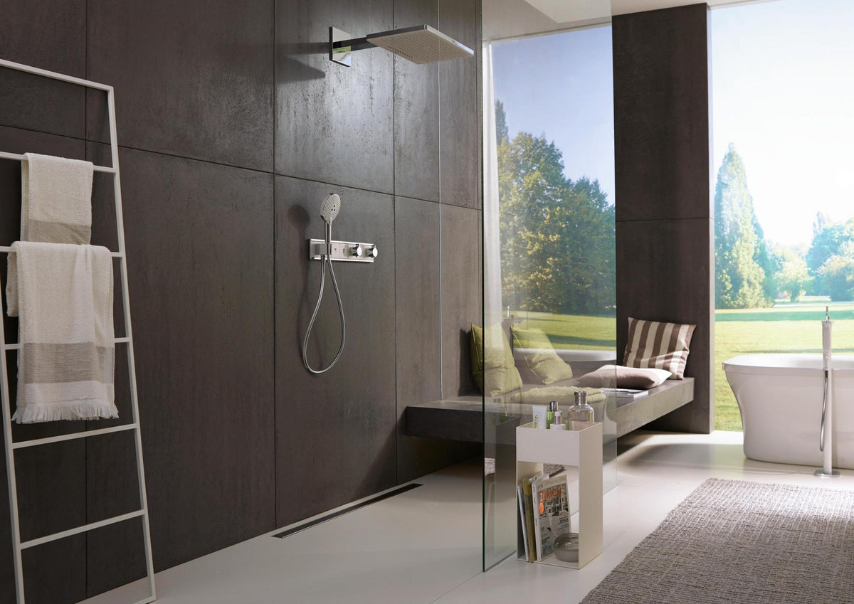HANSGROHE RainSelect Fertigmontageset Thermostat mit Brausehalter für 4 Verbraucher, Chrom
