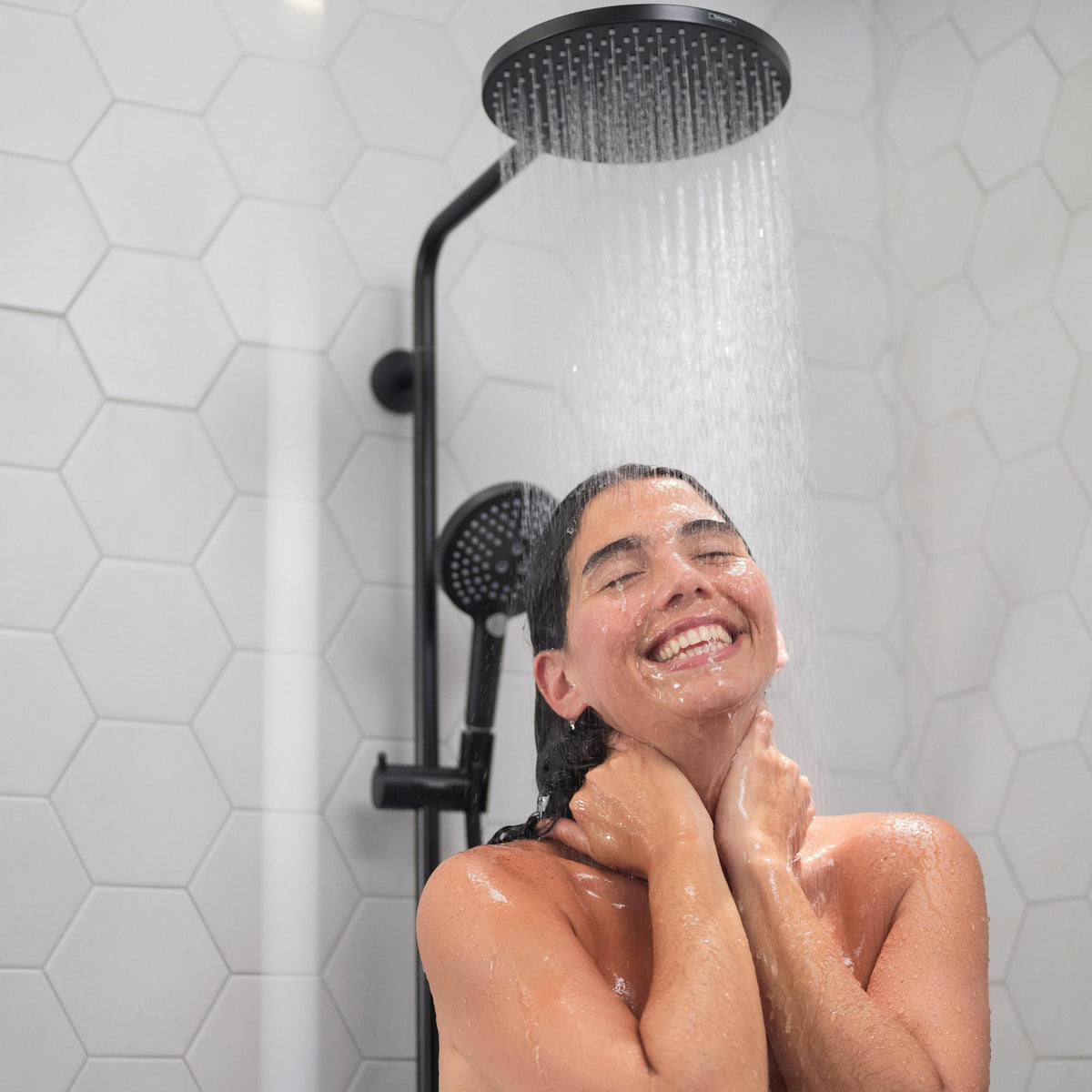 HANSGROHE Raindance Select S Showerpipe mit Thermostat Ecostat Comfort – 240 mm Kopfbrause, Chrom
