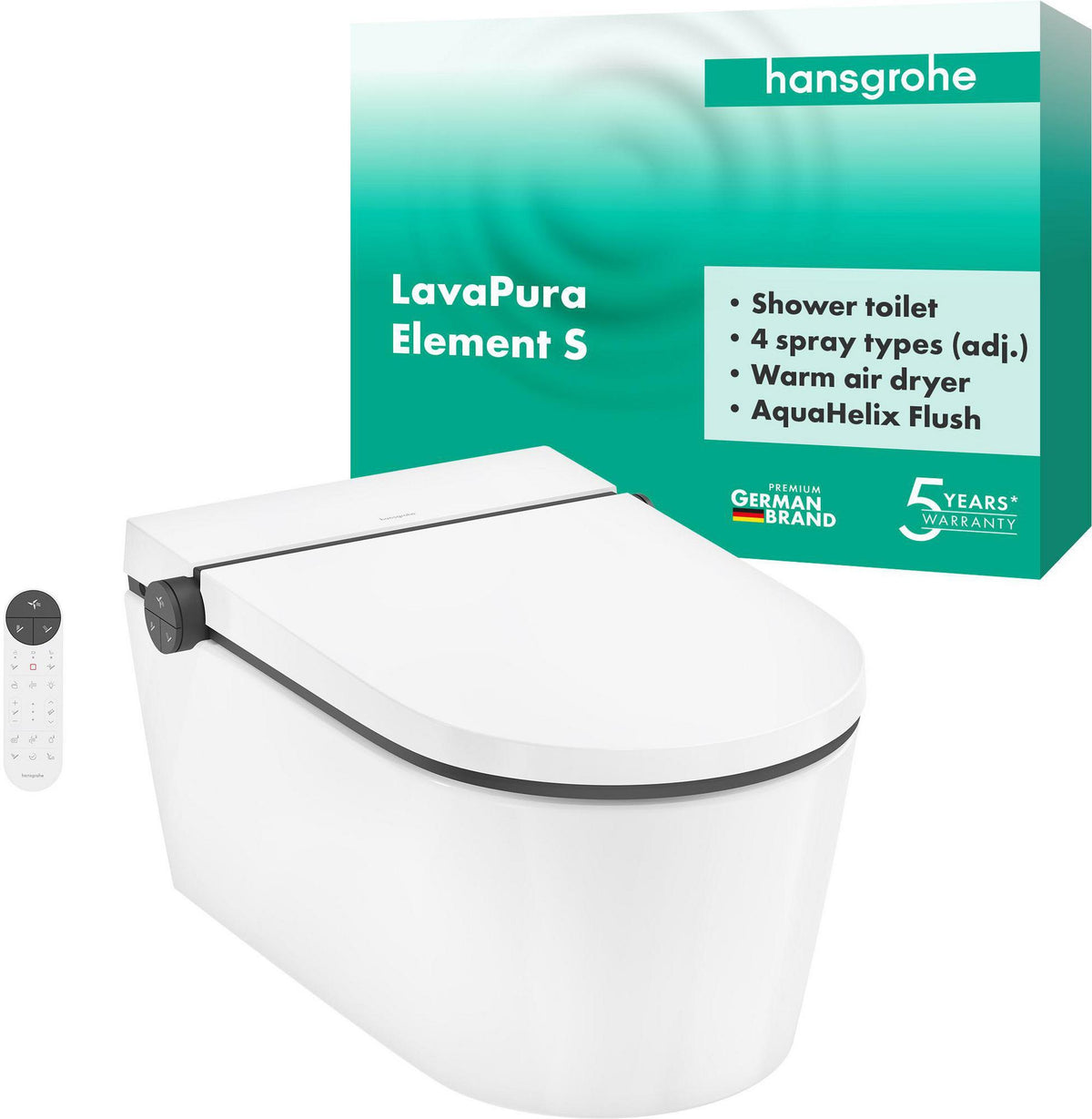 HANSGROHE Dusch-WC LavaPura Element S AquaHelix Flush mit HygieneEffect – Komplettset Wand-WC
