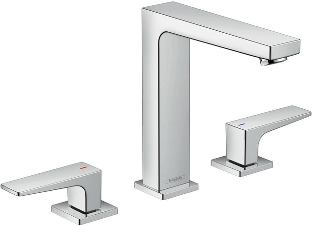 HANSGROHE Metropol 3-Loch-Waschtischarmatur mit Push-Open Ablaufgarnitur, Chrom, ComfortZone 160
