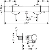 AXOR Citterio M Brausethermostat Aufputz DN 15 – Chrom, Temperaturbegrenzung, Schalldämpfer