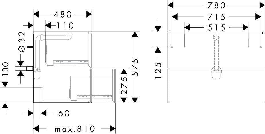 Hansgrohe Xevolos E Waschtischunterschrank 780 mm Eiche Dunkel Mattweiß mit PushOpen und SoftClose