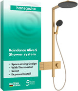 HANSGROHE Raindance Alive S 300 2jet Duschsystem mit Thermostat – Schwarz, 300 mm Kopfbrause