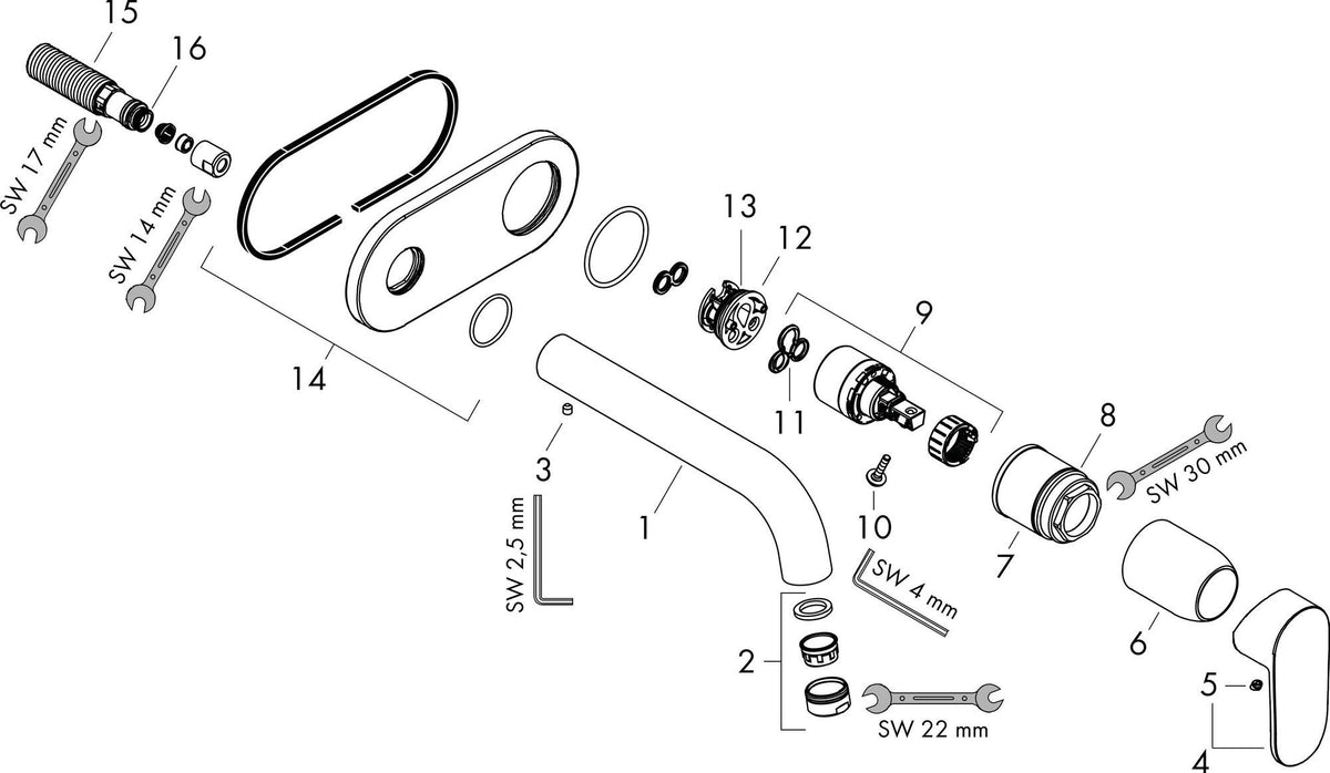 HANSGROHE VERNIS Blend Fertigmontageset Unterputz 2-Loch Waschtischarmatur Chrom