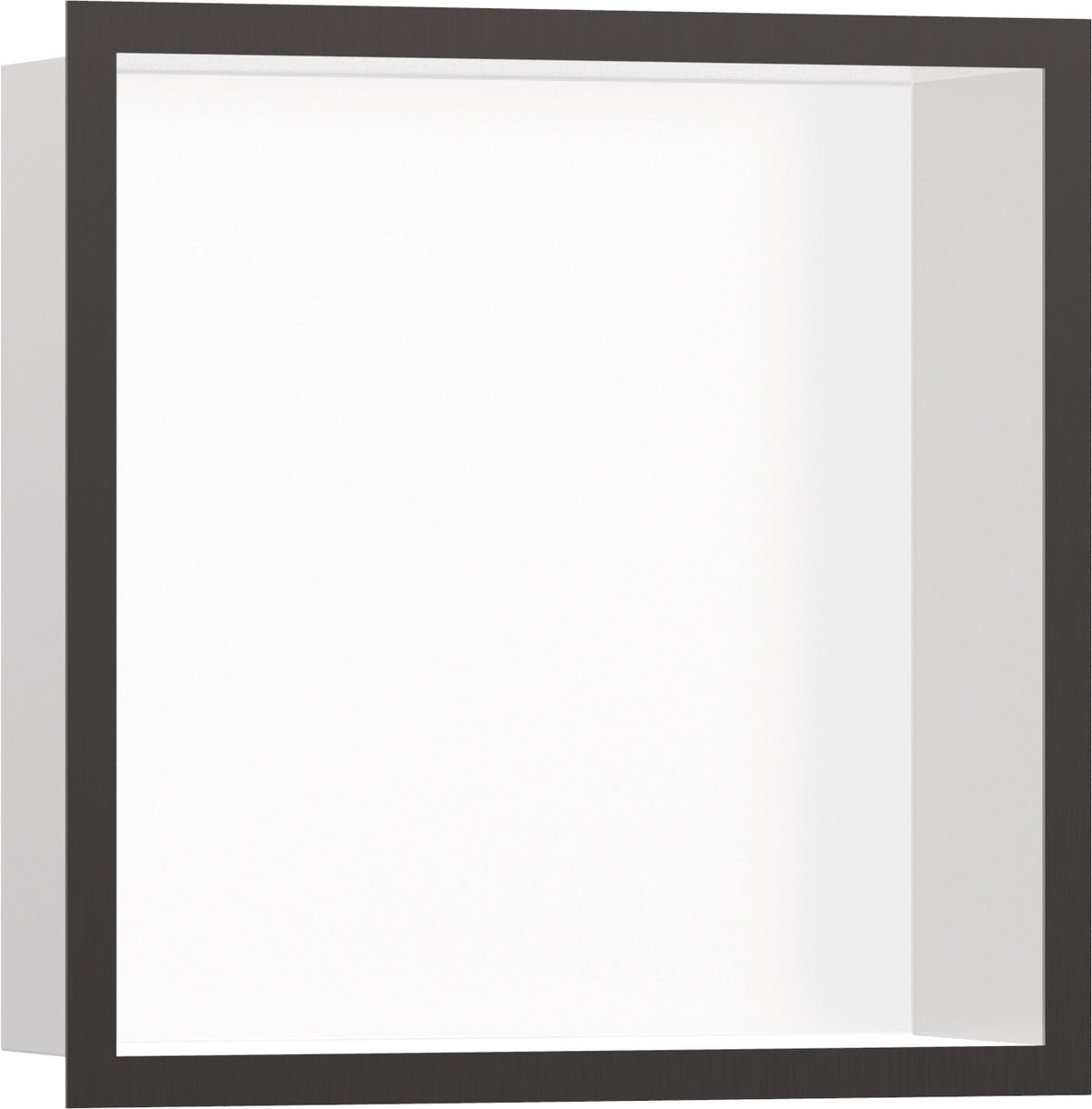 HANSGROHE XtraStoris Individual Wandnische mattweiß 300x150x100 mm mit Designrahmen – Edelstahl V2A