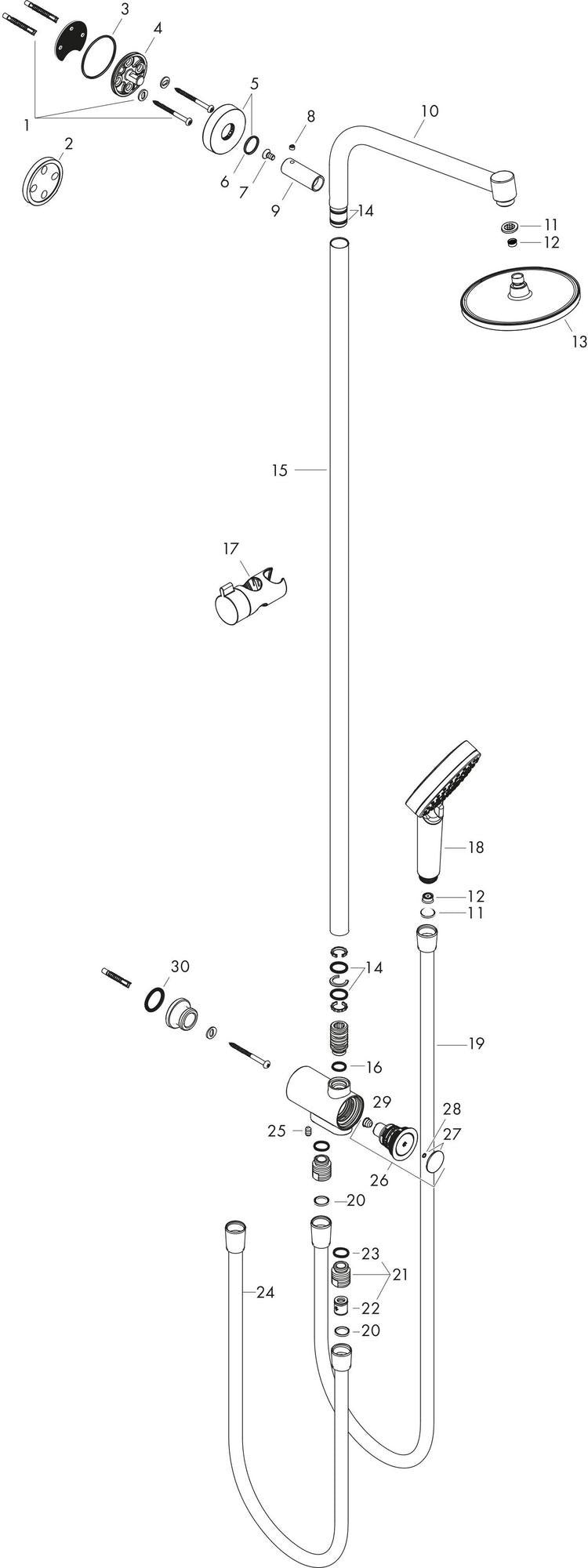HANSGROHE Crometta S 240 Showerpipe Duschsystem mit Kopf- und Handbrause in Chrom