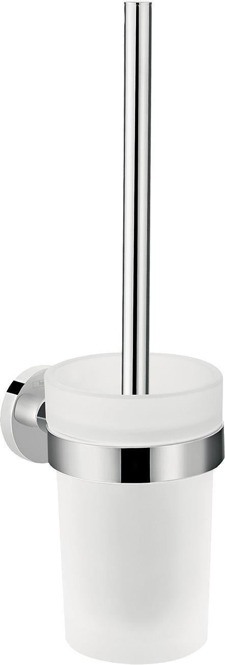 HANSGROHE WC-Bürstenhalter Logis Universal Wandversion chrom – Mattglas-Einsatz, Messing, verdeckte Befestigung