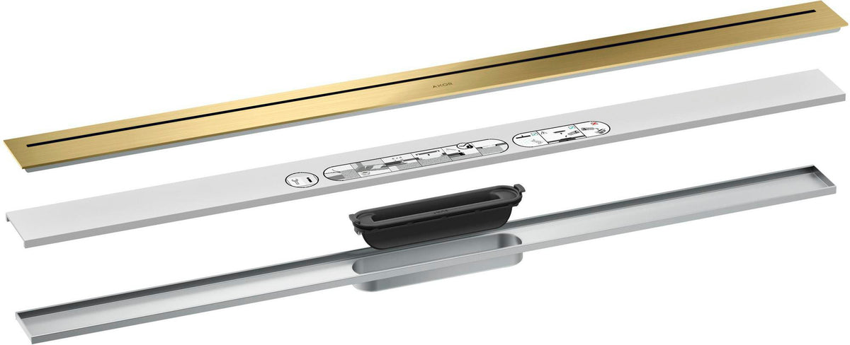 AXOR Drain Duschrinne Fertigset 1000 mm chrom – Designabdeckung, Dryphon, höhenverstellbar