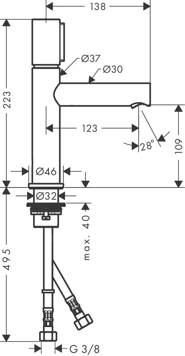 AXOR Uno Select-Waschtischmischer 110 chrom – Einhandhebelmischer mit Temperaturbegrenzung