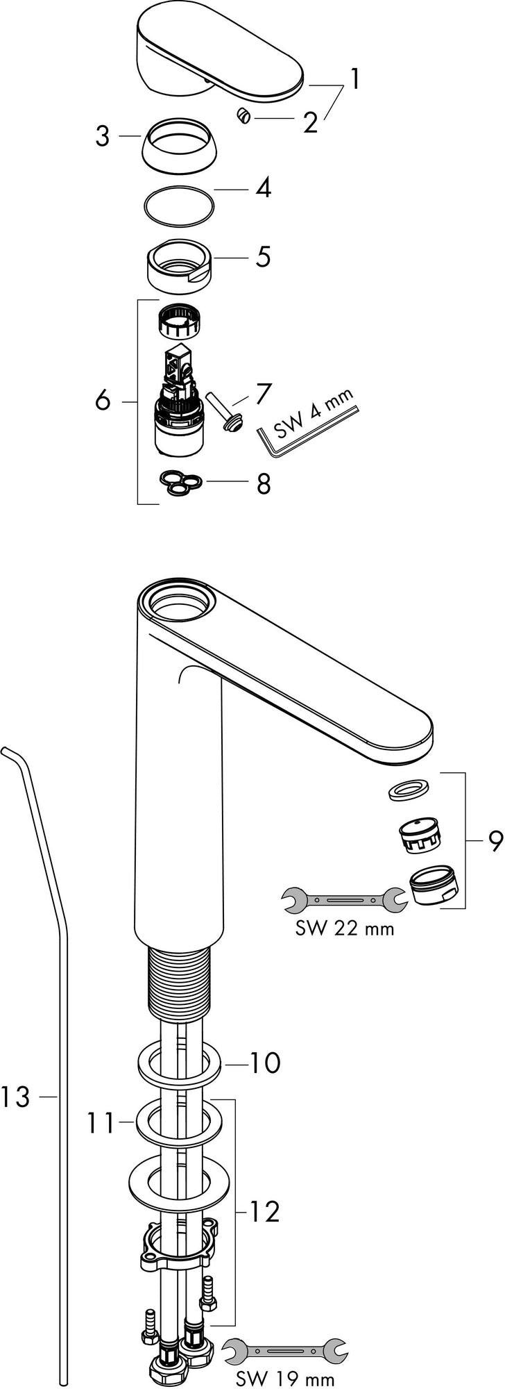 HANSGROHE VERNIS Blend 190 Einhebel-Waschtischmischer mit isolierter Wasserführung, chrom