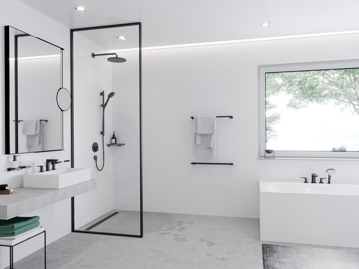 HANSGROHE AddStoris Glashalter Wandmontage Chrom – Mattglas Zahnputzbecher-Halter mit verdeckter Befestigung