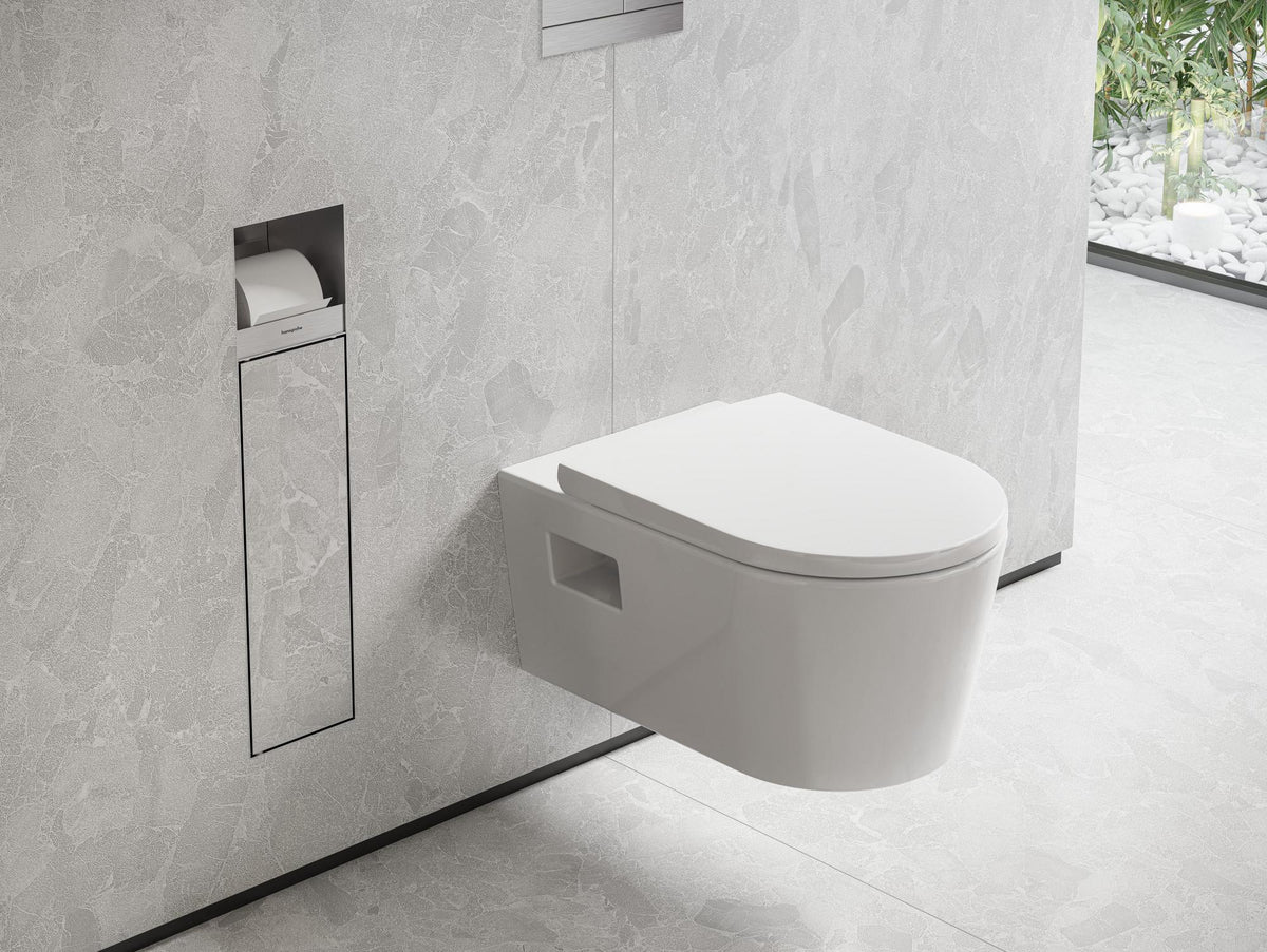 HANSGROHE XtraStoris Rock Toilettenbürstenhalter mit Papierhalter, befliesbare Tür, mattweiß