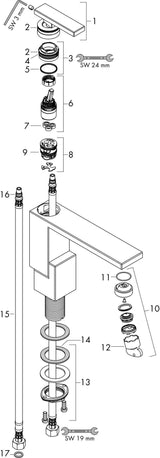 AXOR Edge Waschtischmischer 130 Diamantschliff Chrom – Einhebelmischer mit Push-Open