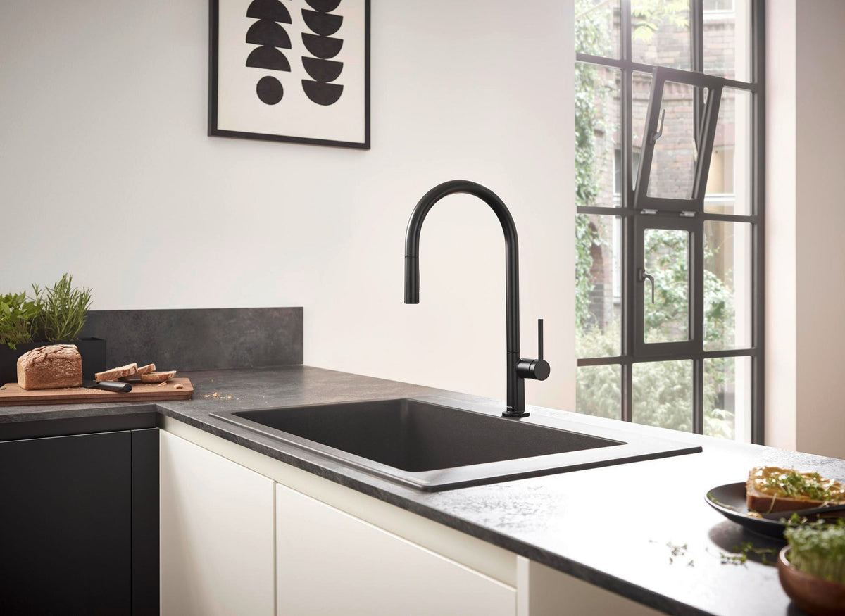 HANSGROHE Einbauspüle S51 660 SilicaTec Graphitschwarz 1 Becken 800 mm Unterschrank