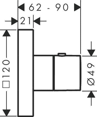 AXOR STARCK SHOWERCOLLECTION Thermostatmodul DN 20 eckig 120x120 mm Chrom – 1 Verbraucher, 34 l/min