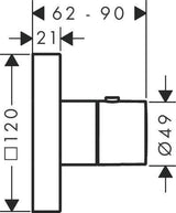 AXOR STARCK SHOWERCOLLECTION Thermostatmodul DN 20 eckig 120x120 mm Chrom – 1 Verbraucher, 34 l/min