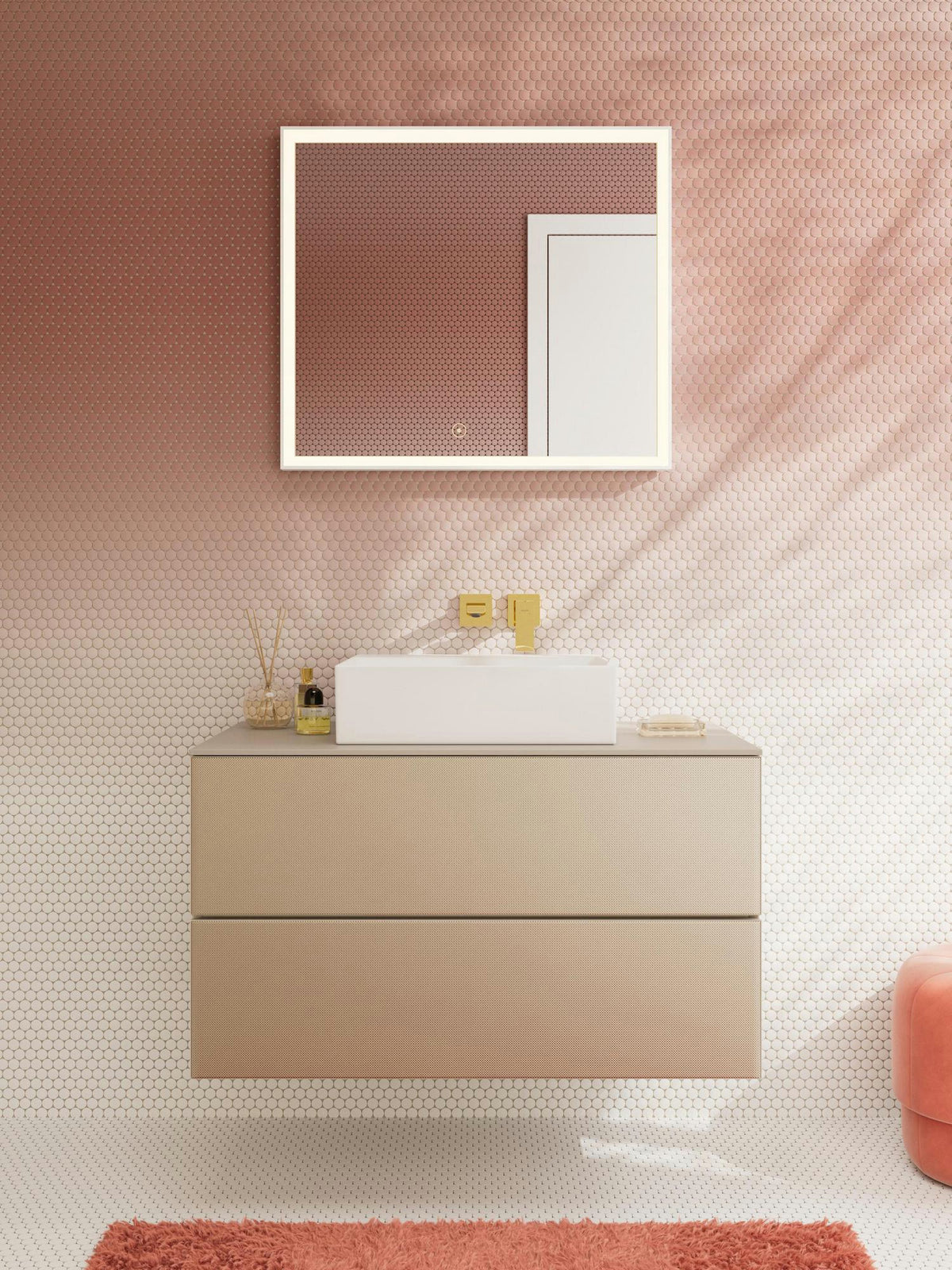 HANSGROHE Xevolos E Waschtischunterschrank 980 mm mattweiß/eiche dunkel grifflos PushOpen