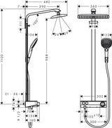 HANSGROHE Showerpipe Raindance Select E 360 ShowerTablet – Duschsystem mit Thermostat & Sicherheitsglas-Ablage