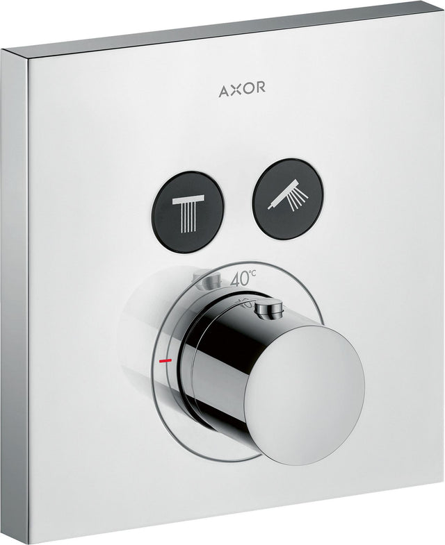 AXOR ShowerSelect Square UP Thermostat für 2 Verbraucher – Chrom, eckig, Select-Button