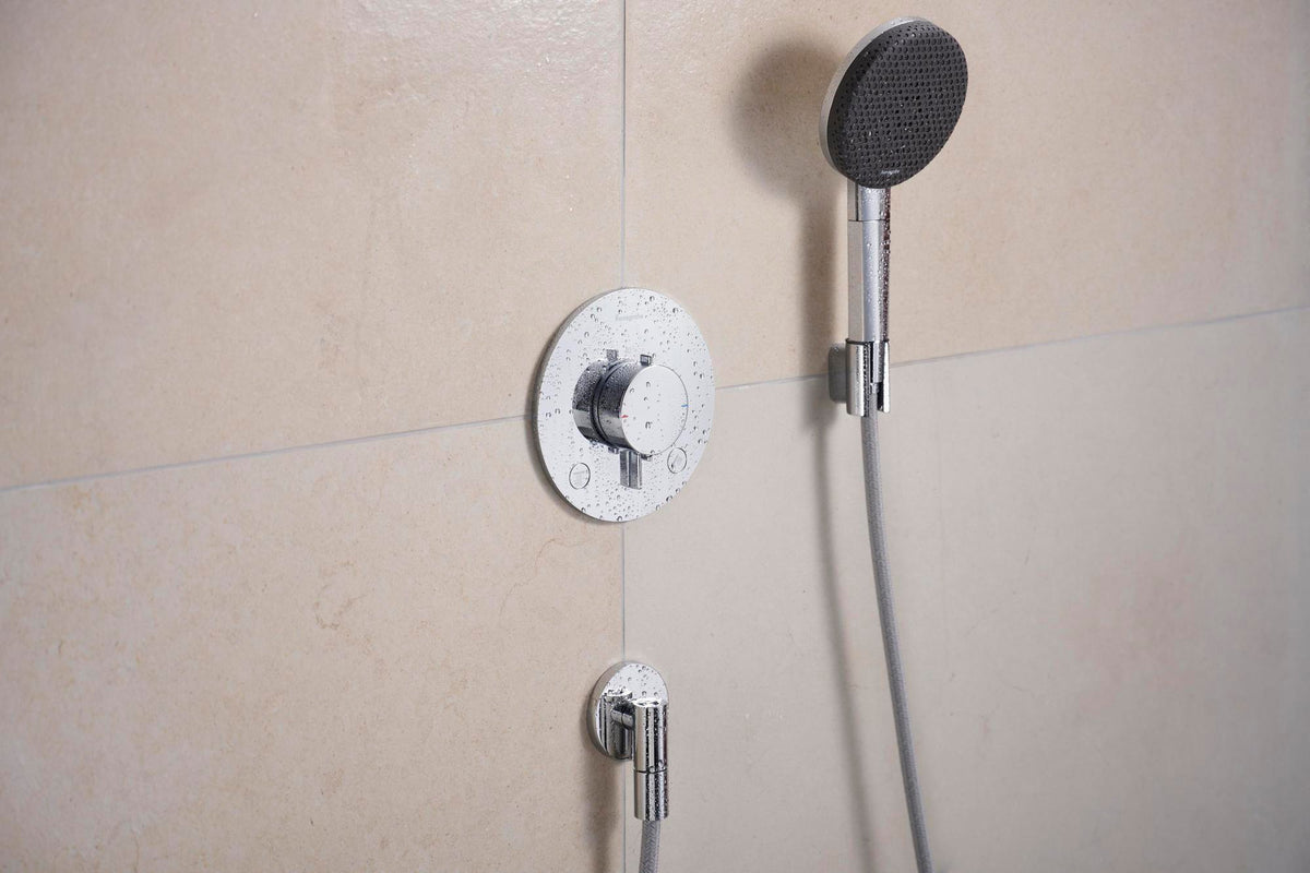 Hansgrohe FixFit Fine S Wandanschluss mit Rückflussverhinderer, 1/2 Zoll, schwarz