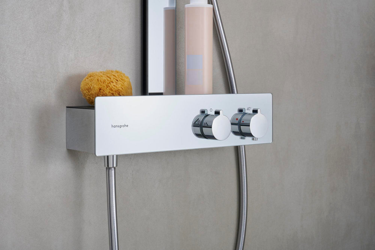 Hansgrohe Rainfinity 350 Showerpipe mit Kopfbrause 360 mm – Chrom, Thermostat, PowderRain