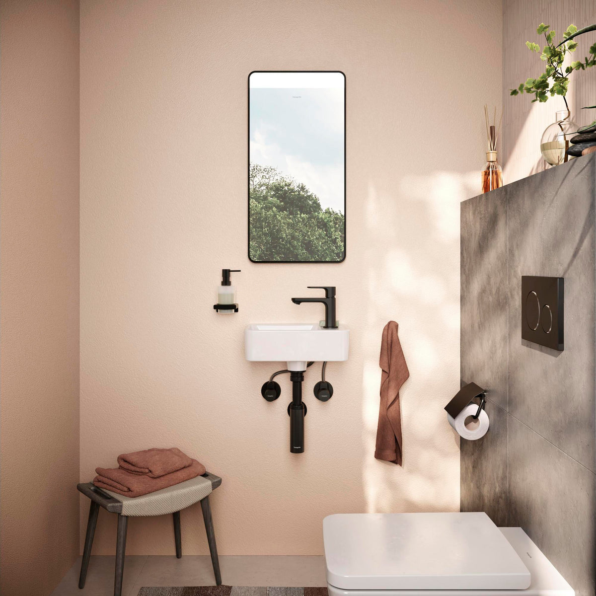 HANSGROHE Spiegel Xarita Lite Q mit horizontaler LED-Beleuchtung, 360 x 700 mm, mattschwarz
