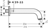 HANSGROHE Wanneneinlauf VERNIS Blend 204 mm Chrom – Wandmontage, Normalstrahl
