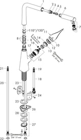 HANSGROHE HG Einhebel-Küchenmischer 320 METRIS DN 15 mit Ausziehauslauf chrom