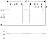 HANSGROHE Konsole Xilesa E 1375x550 mm mit 2 Ausschnitten für Aufsatzwaschtische in Eiche