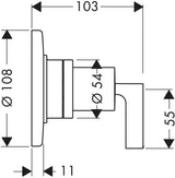 AXOR Citterio Ab-/Umstellventil Unterputz mit Hebelgriff, chrom – DN20, Messing