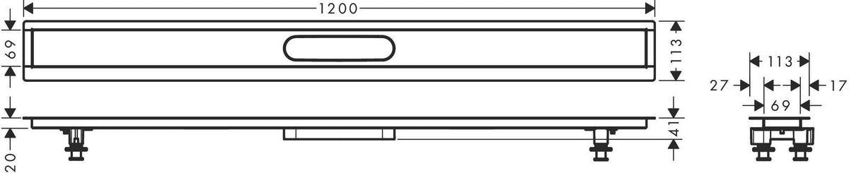 HANSGROHE Installationsset uBox universal für Duschrinnen Fertigsets 600 mm – vormontiertes Dichtvlies & Stellfüße