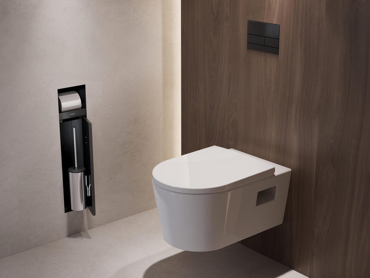 HANSGROHE XtraStoris Rock Toilettenbürstenhalter mit Papierhalter, befliesbare Tür, mattweiß