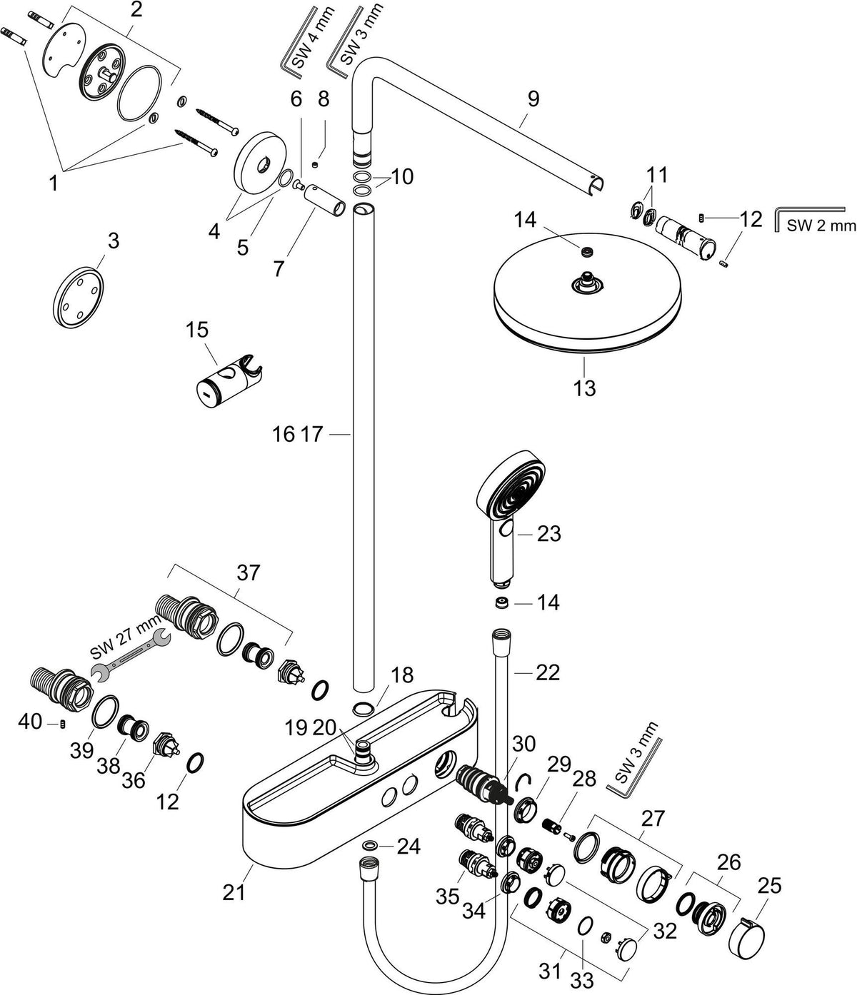 HANSGROHE Pulsify S Showerpipe 260 1jet mit Brausethermostat Chrom – Duschsystem